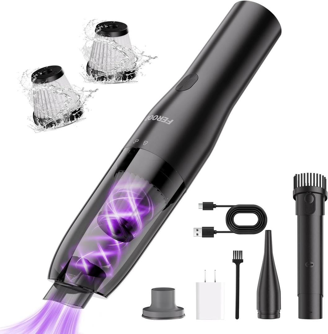 Handheld Cordless Vacuum Cleaner for Car, 0.86 Lb Lightweight, Portable Vacuum Cleaner & Low Noise Blower, Washable HEPA Filter, USB Car Charging