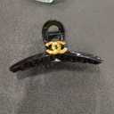 Shiny Black Large Hair Claw Clip with Gold Accent Shatterproof & Long-Lasting Trendy Womens Hair Styling Accessory