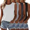 BQTQ 4 Pack Womens Sleevesless Tops Loose Fit Flowy Tank Tops Casual Scoop Neck Tops Summer Sleeveless Tee Shirts, XXL
