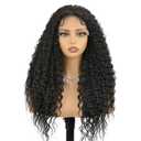 13x4 Black Synthetic Lace Front Wigs for Women 24 inch Long Curly Wavy Wig with Baby Hair Pre Plucked Heat Resistant Wig for Daily Use