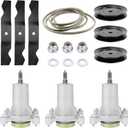 Mower Deck Rebuild Kit Fit for Craftsman 54" 917.250240 917.250250 917.253700 917.253701 917.253711 917.276861 917.276862, 3 Spindles/3 Pulleys/3 Blades/1 Deck Belt