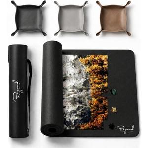 Jigsaw Puzzle Mat Roll Up 47" x 26" | 3 Sorting Trays, 3 Fastening Straps, Foam Tube, & Travel Friendly Storage Bag | Non-Slip Rubber Puzzle Matt Rollup - Up to 1500 Pieces, Large