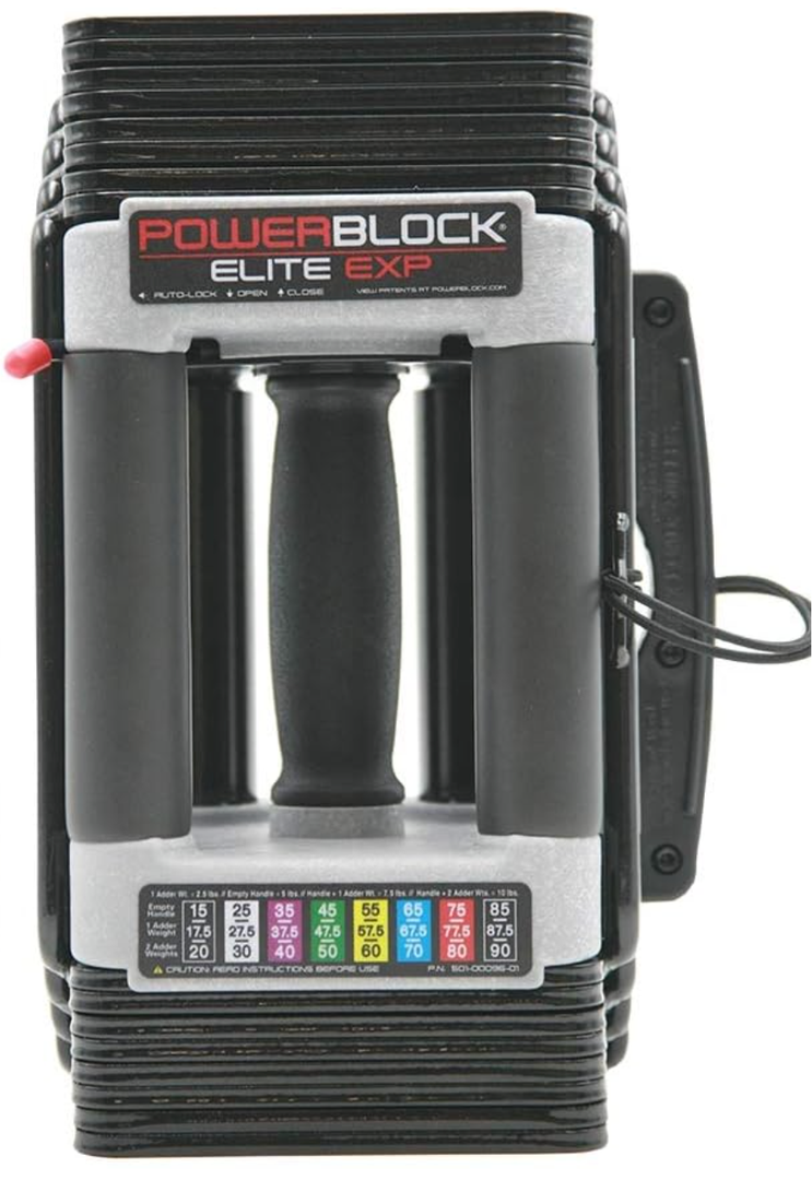 PowerBlock Elite EXP Adjustable Dumbbells, Sold in Pairs, Stage 1, 5-50 lb. Dumbbells, Durable Steel Build, Innovative Workout Equipment, All-in-One Dumbbells, Expandable with Expansion Kits (Pack of One)