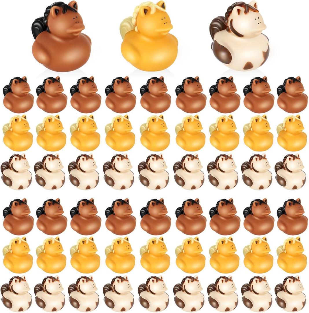 Deekin Rubber Ducks 2 Inch Animal Party Favors Small Rubber Ducks for Cruise Ships for Shower Birthday Gift Activity Theme Party(50 Pcs,Horse)