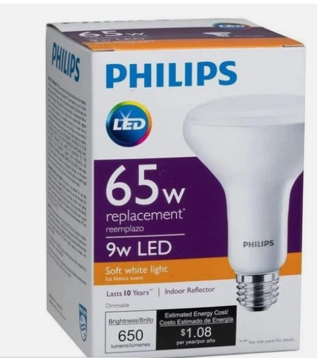 Philips 65W Equivalent LED BR30 Soft Flood Light Bulb Dimmable Soft White 3 Pack