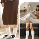 2 x Chalier 3 Pairs Wool Socks for Women Winter Slouchy Boot Socks Thick Warm Long Hiking Scrunch Crew Sock (Ivory White)