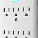 6 Outlet Extender Surge Protector 1 Pack, 980 Joules 3-Prong Grounded Electrical Plug Outlets, Wall-Mountable Power Adapter Wall Tap with Indicator LED Light for Home,Office, Travel, White, ETL Listed