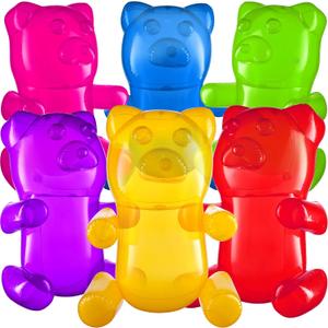 Bedwina 24" Inflatable Gummy Bears (Pack of 6) Huge Blow Up Pool Toys, Fun Photo Booth Props and Big Gummy Bear Decorations for Kids Birthday Parties and Themed Candy Land Party Decor Supplies