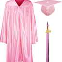 GraduationMall Shiny Kindergarten & Preschool Graduation Gown Cap Set with 2026, Tassel Pink, Size 30(3'9"-3'11")