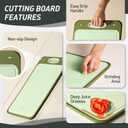 2 in 1 Stainless Steel Cutting Board with Handle 2 Packs Metal Chopping Board Solid Thick Wood Juice Groove Chopping Board Small Big Xl XXl xlarge Oversized Kitchen Counter Organic Vegetable Meat Kit (Morandi Green)