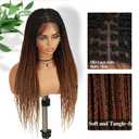 Fancy Hair Braided Wig for Black Women Square Knotless Box Braided Wigs Full Double Lace Glueless Braids Wig with Baby Hair Synthetic Ombre Brown to Blonde Braid Wig 26 inch