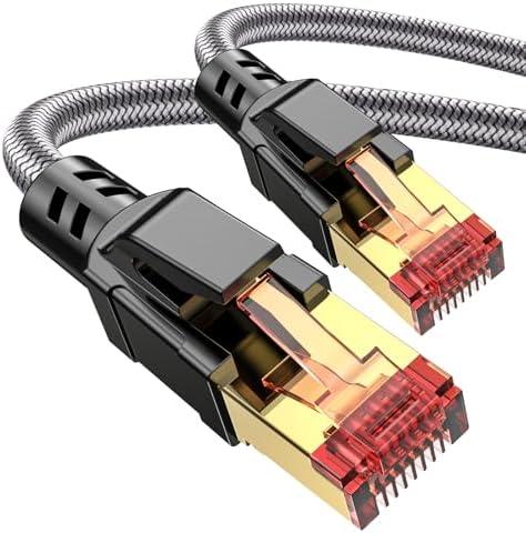 Ltemziiy Cat 8 Ethernet Cable 8 ft, 40Gbps 2000Mhz High Speed Gigabit LAN Internet Cables,RJ45 Patch Cord Braided Round S/FTP Network Cable,for Smart Home,Office,Gaming,Modem, Router