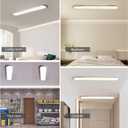 Ganeed 4.59FT 60W Dimmable Modern LED Linear Kitchen Ceiling Lamp, High Brightness Flush Mount Low Profile Long Ceiling Light Fixture for Shop Lighting Home Closet Laundry, White