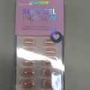 BTArtbox Press on Nails Short - White French Tip Press On Nails Square, Chrome Glazed Glue On Nails, Stick On Nails in 15 Sizes - 30 Soft Gel Fake Nail Kit, Be Elegant
