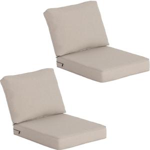 COZYVIDA Outdoor Deep Seat Cushion Set of 2,24" x 27.5"x4.5" Patio Cushions Resilient Foam Filling, Water-Resistant Stain-Resistant UV-Resistant 1000+ Hrs, Weather Resistant,YKK Zippers,Putty