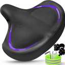 Bicycle Seat, Bike Seat for Women Men Extra Comfort Wide, Oversized Comfortable Seats Saddle for Peloton Bikes, Fit for Exercise Bikes, Electric Bikes, Mountain Bikes, Cruiser Bikes (Purple)