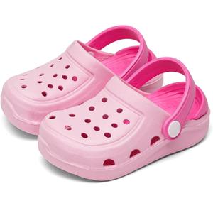 OWIF Boys Girls Toddler Clogs Little Kids Slip on Slides Sandals Truck Car Bunny Summer Water Shoes Garden Beach Pool Outdoor Bathing Shower Slippers Pink, 10-10.5 Little Kid