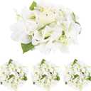 IPOPU White Candle Rings for Pillars,4PCS Bougainvillea Candle Wreath Rings Artificial Floral Candle Rings for Tapers Wedding Tables Centerpieces Valentine's Day Wall Farmhouse Home Decor (White)