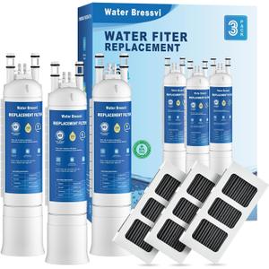 Water Filter Replacement Compatible with Frigidaire FPPWFU01, FPPWFU01, PurePour PWF-1, PureAdvantage PWF-1 Water Filter and PureAir Ultra II PAULTRA2 Air Filter Combo (3+3)