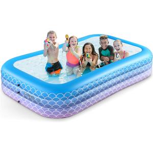 2025 Upgrade Inflatable Pool for Kids and Adults-120"*72"*22" Full-Sized Inflatable Swimming Pool Leakproof Blow Up Above Ground for Backyard Outdoor Garden Summer Water Party Pink