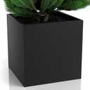 Galvanized Planter Box 24", Outdoor Planter Box, Square Flower Pot for Outdoor Indoor, Square Plant Pots for Porch/Patio/Garden/Backyard, Decorative Flower & Plant Pot for Home and Office - Black