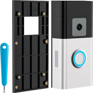 No-Drill Doorbell Camera Mount: Adhesive Door Bracket Compatible with Video Doorbell 1/2/ 3/3 Plus/ 4/ (2020 Release), Doorbell Mounting Plate Holder Accessories for Houses Apartments