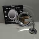 OVENTE Wall Mounted Lighted Makeup Mirror, 9" Double Sided 1X/7X Magnifying Vanity Mirror for Bathroom with LED Lights, Cordless, 360° Rotation and 13" Extendable Arm, Polished Chrome MFW85CH1X7X