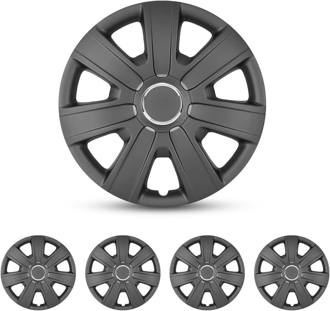 Hubcaps 14", Wheel Rim Cover Universal R14 Hub Caps, Snap On Car Pickup Truck SUV, Lacquer Wheel Covers, PP Material, 4 Pack, Matte Black Painted (14 Inch, Matte Black Painted)