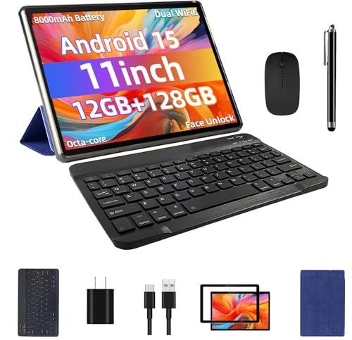 COLORROOM Android 15 Tablet 11inch, Face Unlock, 18W Fast Charging, 12GB+128GB+1TB Expand, Octa-core CPU, 8000mAh Large Battery, WiFi6, Touchscreen Display, Widevine L1 Tableta, Blue