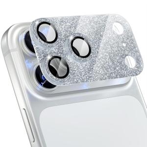 Choiche Compatible for iPhone 17 Pro Max Camera Lens Protector, Bling Camera Cover with 9H Tempered Glass Lens Screen Protector Metal Ring Decoration Accessories 6.9-inch (Glitter-Silver)