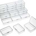 SATINIOR 24 Packs Small Clear Plastic Beads Storage Containers Box with Hinged Lid for Storage of Small Items, Crafts, Jewelry, Hardware (3.7 x 2.5 x 1 Inches)