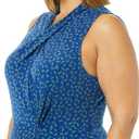 Amazon Essentials Women's Sleeveless Crossover Twist Neck Faux Wrap Dress (Medium, Bright Blue Floral)