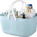 Shower Caddy Basket, Portable Large Capacity Thickened Plastic Organizer Storage Tote with Handles Drainage Toiletry Bag Bin for Bathroom, College Dorm Room Essentials, Kitchen, Camp, Gym, Blue