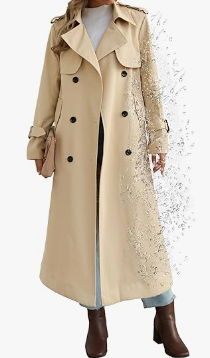 Betusline Women's Waterproof Trench Coat Double Breasted Lapel Rain Coats for Women With BeltSize120