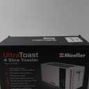 Mueller UltraToast Full Stainless Steel Toaster 4 Slice, Long Extra-Wide Slots for Bagels and Waffles, 6 Browning Levels, LED Display, Cancel/Defrost/Reheat Functions & Removable Tray, Kitchen Gadgets