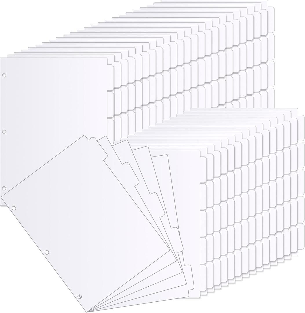 Jetec 400 Pieces Binder Dividers with Tabs 5 Tab Dividers for 3 Ring Binders Letter Size Page