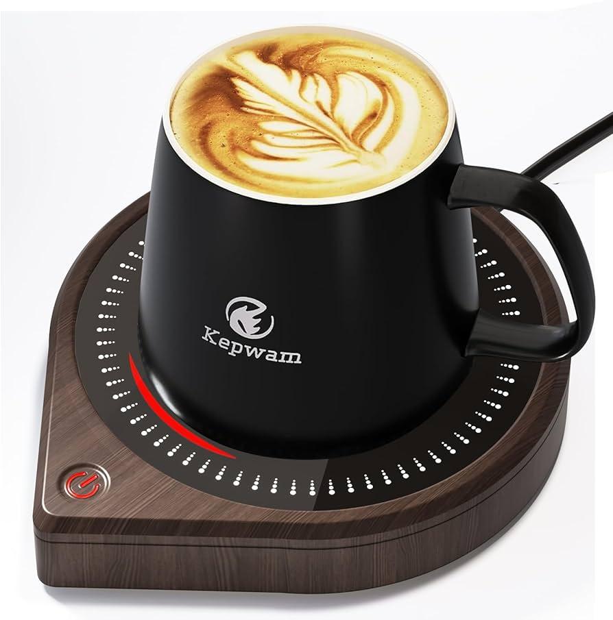 Kepwam Coffee Mug Warmer for Desk, Smart Coffee Warmer with Touch Tech & Light, Coffee Cup Warmer with Gravity Sensor & Auto Shut Off, Candle Warmer Plate - Ideal Gifts for Dad and Mom