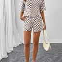 SHEWIN Women's Plaid 2 Piece Short Sets 2026 Lounge Beach Travel Vacation Outfits Matching Shorts Sweatsuit with Pockets (M)
