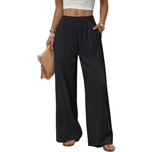 Sampeel Wide Leg Pants Woman High Waist Trousers with Pockets Casual Lounge, XL