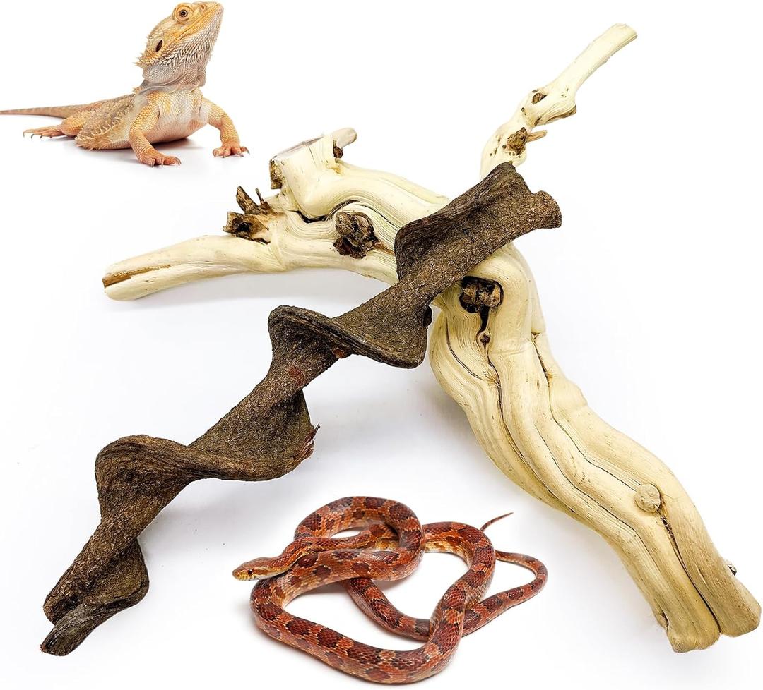 BNOSDM Reptile Branches, 15-17inch Snake Climbing Branch, Terrarium Wood Branch Decor, Bearded Dragon Tank Climbing Accessories for Lizard, Gecko, Chameleon, Frog, 2Pcs BNOSDM Reptile Branches, 15-17inch Snake Climbing Branch, Terrarium Wood Branch Decor, Bearded Dragon Tank Climbing Accessories for Lizard, Gecko, Chameleon, Frog, 2Pcs
