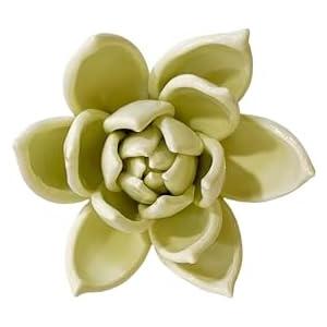Bi-Sonic Lee Succulent Plant, 4.73" Handmade Ceramic Flower Wall Decoration, Hanging Sculpture, Home Decor (Yellow)