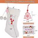 2 x Christmas Stocking 18 Inches Large Knit Christmas Stockings Monogram Initial Personalized Christmas Stockings for Family Xmas Home Decor White Red Green Tree Fireplace Ornaments White Y