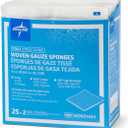 Medline Woven Gauze Sponges, Sterile, 12-Ply, 4 x 4 Inches, Box of 25 x 2