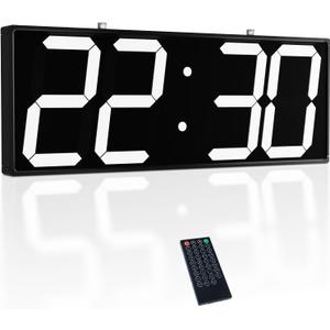 CHKOSDA Digital Wall Clock with Double Sided Display, Large Digital Clock with Timer,Alarm,Temperature and Date,Two Faced Hanging Digital Clock Large Display for Multiple Public Places(White)