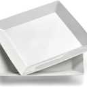 10.6" Porcelain Dinner Plate, Simply White Square Serving Plate for Salad, Steak, Pasta, Snacks, Restaurant, Party, Chip and Scratch Resistant, Microwave and Dishwasher Safe, Set of 2