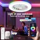 24'' Low Profile Bladeless Ceiling Fans with Lights, Remote/APP/Alexa Smart Control, RGB & 3CCT Dimmable, Flush Mount Ceiling Fan with 6-Speed Reversible for Bedroom Living Room Kid's Room, 24in