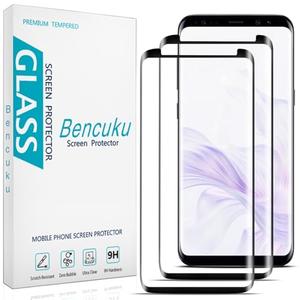 Bencuku (2 Pack) Screen Protector for Samsung Galaxy S8 Plus 6.2 Inch Tempered Glass Film, 3D Curved Full Screen Coverage, Anti Scratch, Case Friendly