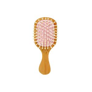 Pink Mini Bamboo Hair Brush  Portable Travel Hairbrush for Kids & Adults, Compact Scalp Massage Hair Brush, Anti-Static, Easy to Carry