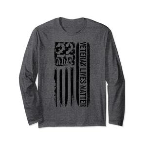 22 A Day Veteran Lives Matter Veteran Suicide Awareness Long Sleeve T-Shirt, Size XL