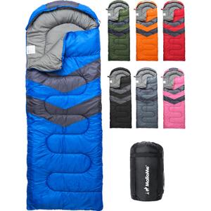 MalloMe Sleeping Bags for Adults Cold Weather & Warm - Backpacking Camping Sleeping Bag for Kids 10-12, Girls, Boys - Lightweight Compact Camping Essentials Gear Accessories Hiking Sleep Must Haves (50-80F Everyday 3 Season - Blue)